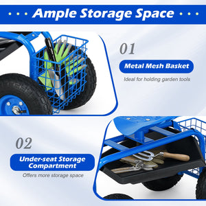 Garden Cart with Heavy Duty Tool Tray-Blue view 9