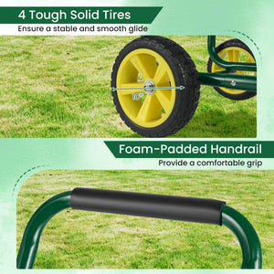 Garden Hose Reel Cart Metal Hose Cart with 4 Wheels and Storage Basket-Green view 8