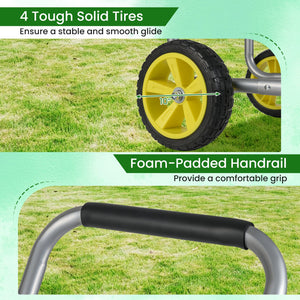 Garden Hose Reel Cart Metal Hose Cart with 4 Wheels and Storage Basket-Silver view 7