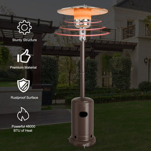 48000 BTU Stainless Steel Propane Patio Heater with Trip over Protection-Bronze view 9