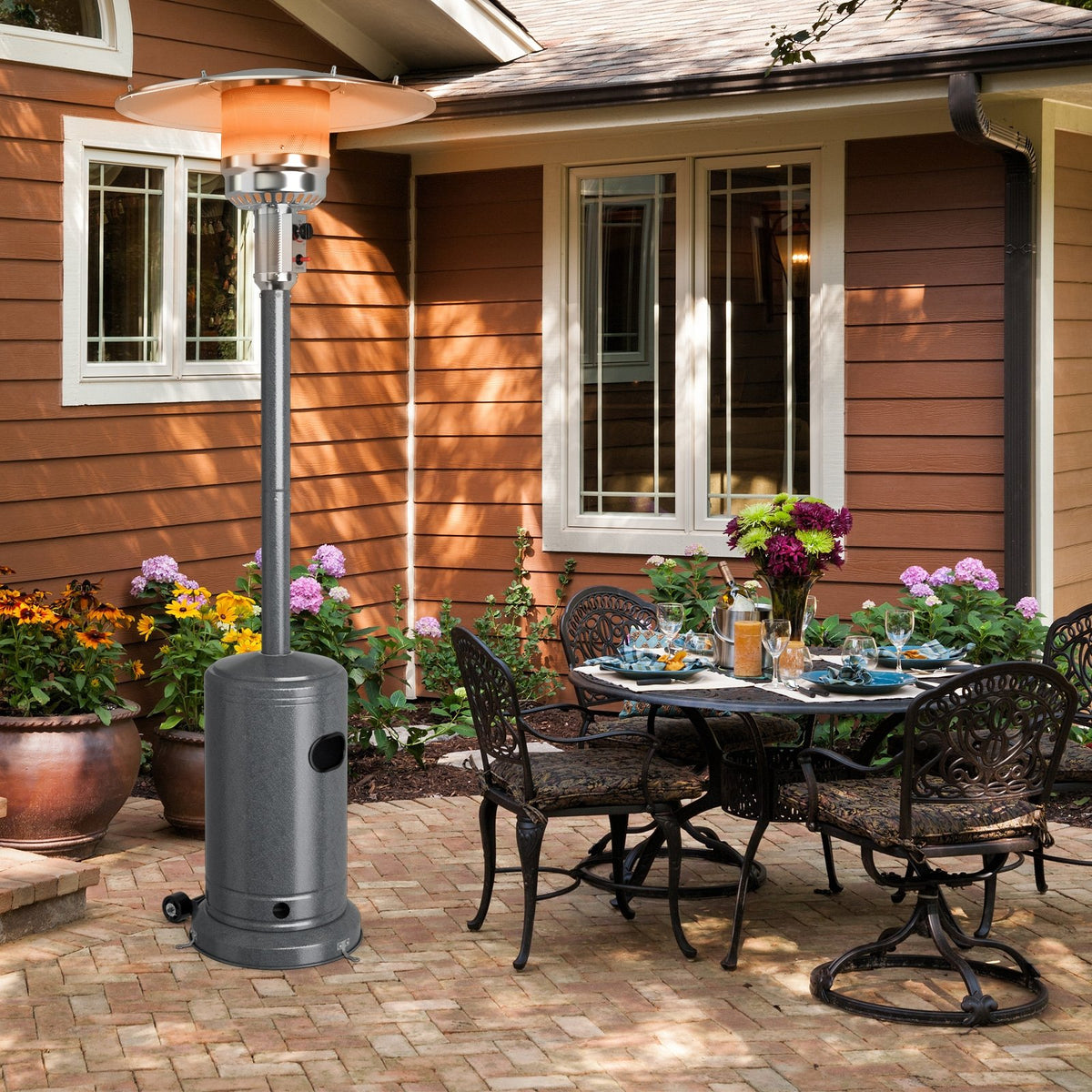50000BTU Garden Propane Standing LP Gas Steel Accessories Heater-Gray view 2