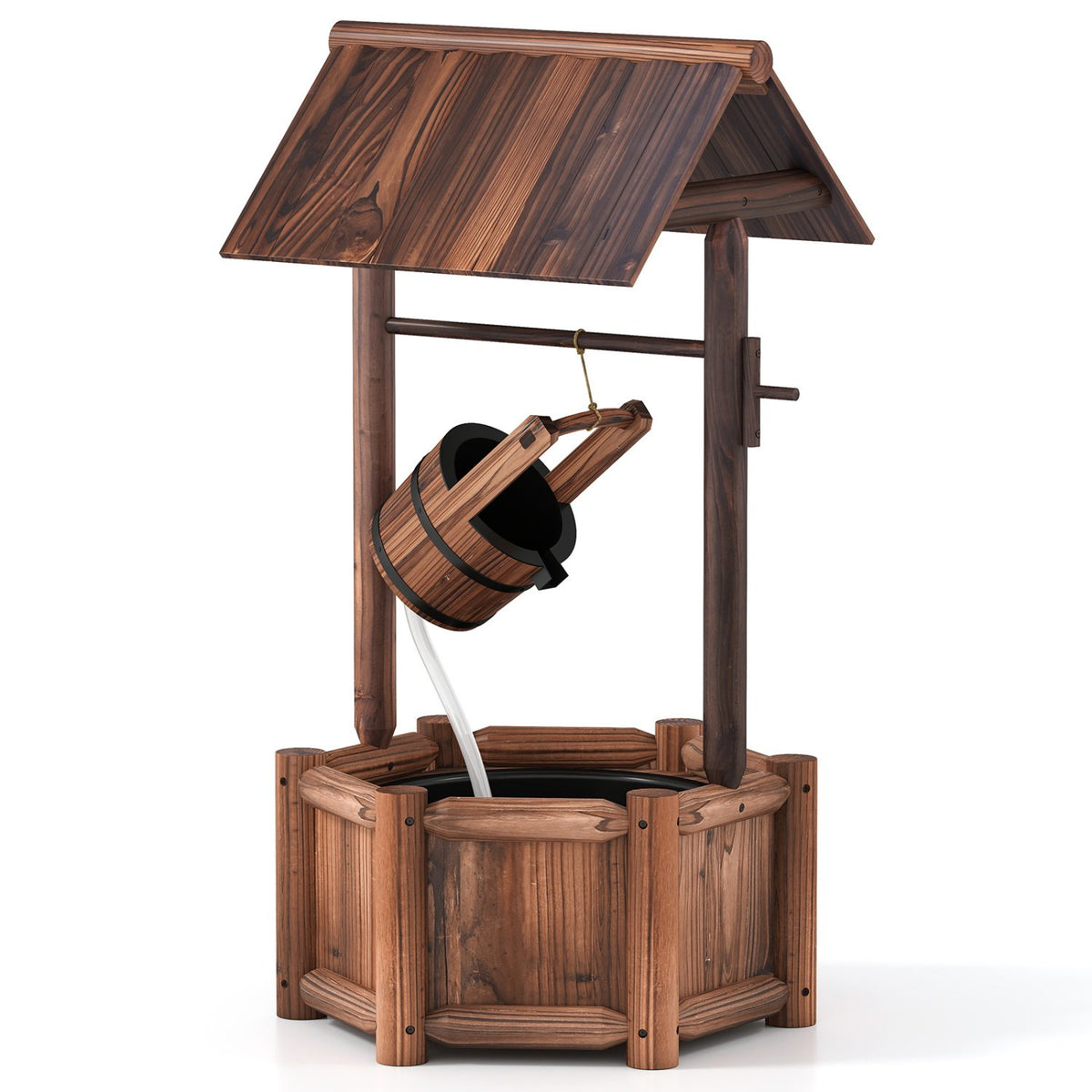 Garden Wooden Wishing Water Fountain with Pump