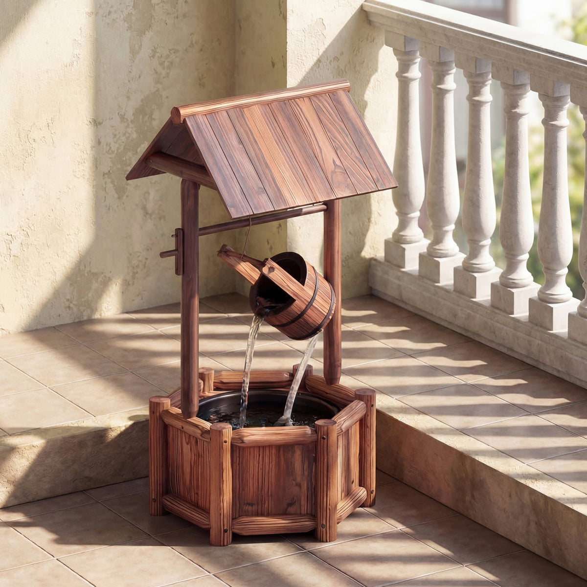 Garden Wooden Wishing Water Fountain with Pump view 6