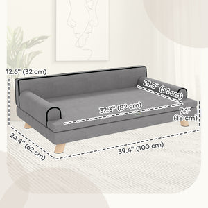 Elevated Dog Sofa Bed, Cat Couch with Cushion, Washable Cover, Wooden Legs, for Medium & Large Dogs – view 9