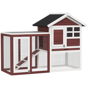 48" Weatherproof Wooden Rabbit Hutch Bunny Cage Small Animal House with Slant Roof And Screened Outdoor