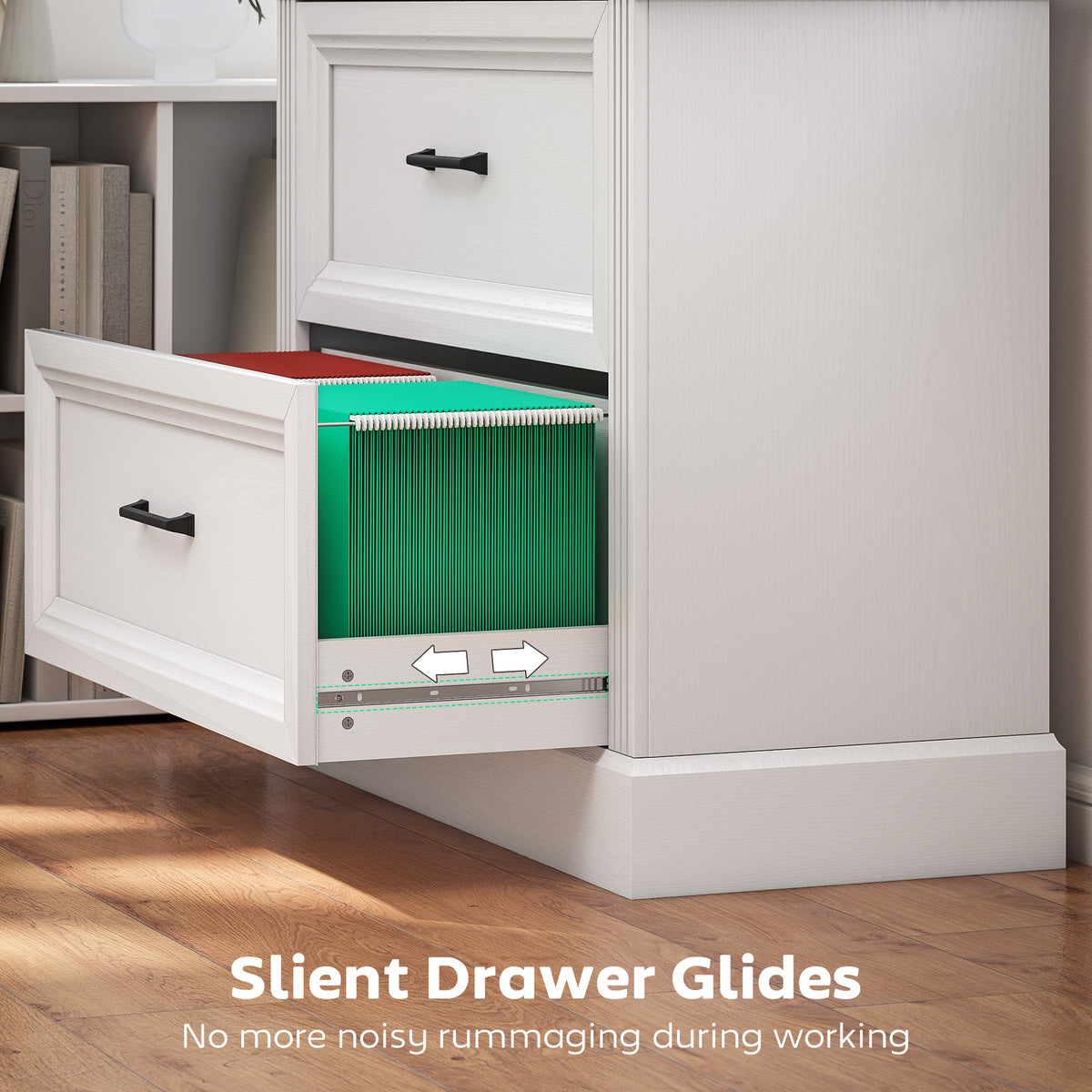 Lateral Filing Cabinet, Farmhouse File Cabinet with 2 Silent Drawers for Letter/A4/Legal Size Files, Black – view 12