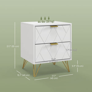 Modern Bedside Table, Accent Nightstand with 2 Drawers, Bed End Table for Bedroom, Black – view 9