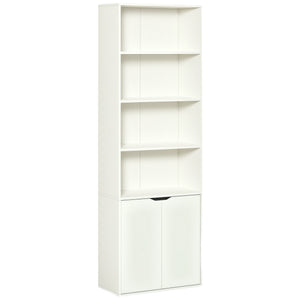 4-Tier Open Bookshelf with Doors Modern Home Office Bookcase Storage Cabinet for Living Room Bathroom – view 8