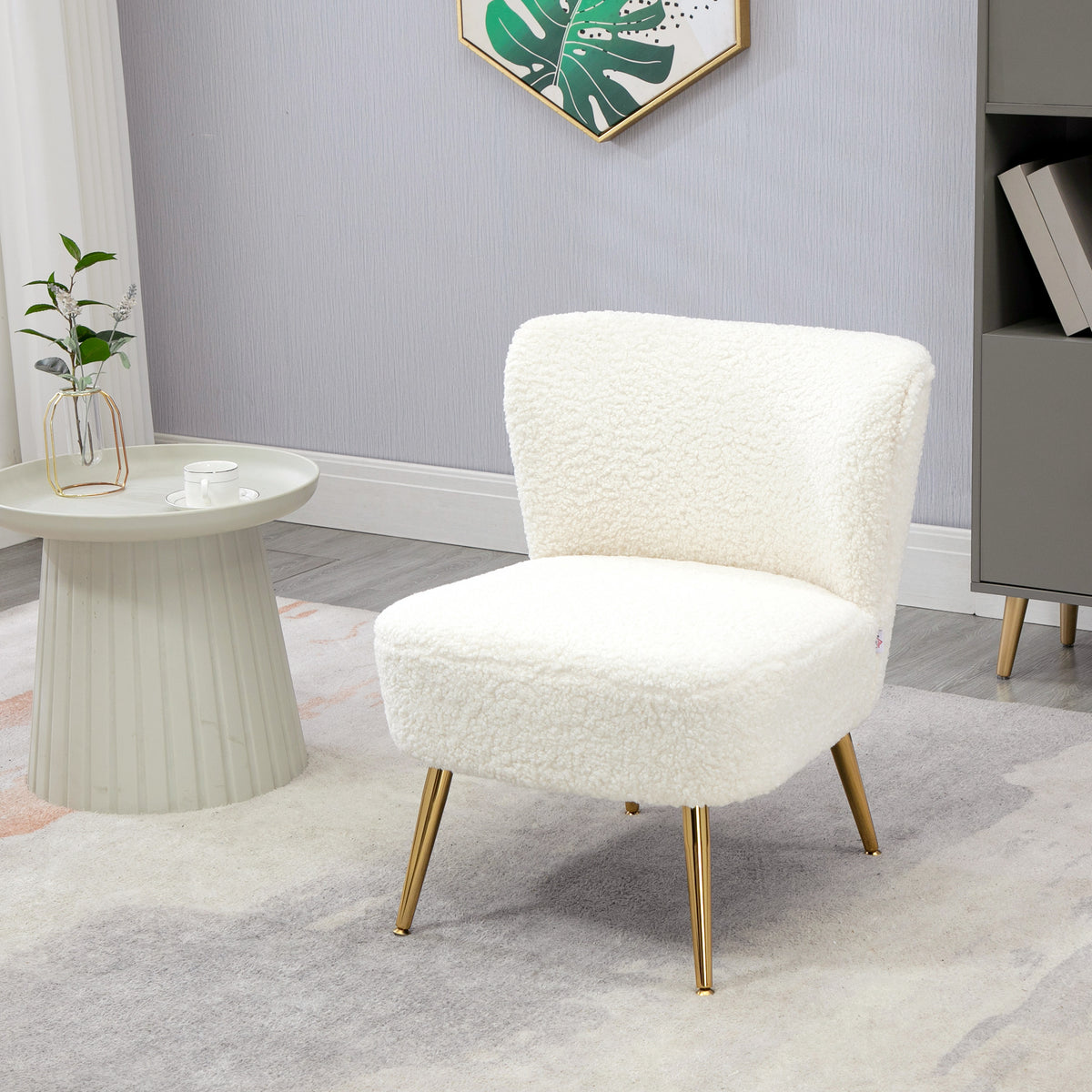 Lounge Chair for Bedroom Living Room Chair with Soft Upholstery and Gold Legs Pink – view 14