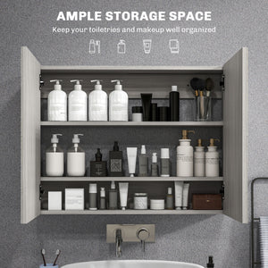 Bathroom Mirror Cabinet, Wall-Mounted Storage Organizer with Double Doors, Adjustable Shelf, White – view 10