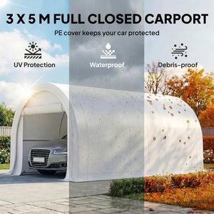 10' x 16' Heavy Duty Portable Carport Tent with Zippered Door, PE Cover for Car, Boat, Motorcycle, Bike – view 17