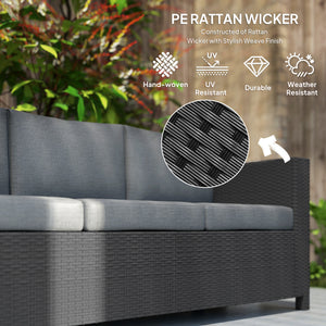 Deluxe 3 Seat Rattan Wicker Sofa Garden Outdoor Patio Furniture with Cushion, Cream White – view 10
