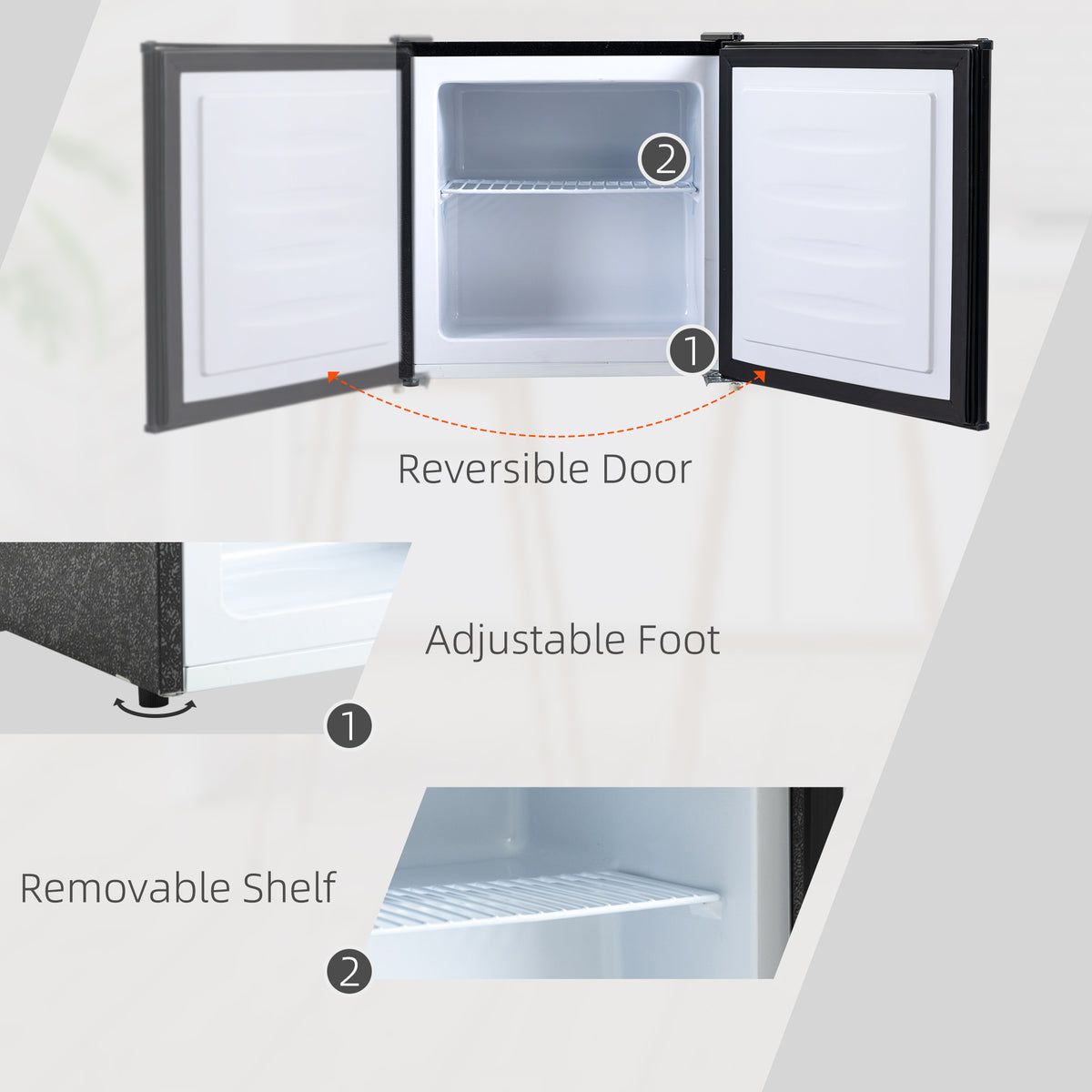 1.1 Cu. Ft. Mini Freezer, Compact Upright Freezer with Reversible Door, Removable Shelf – view 5
