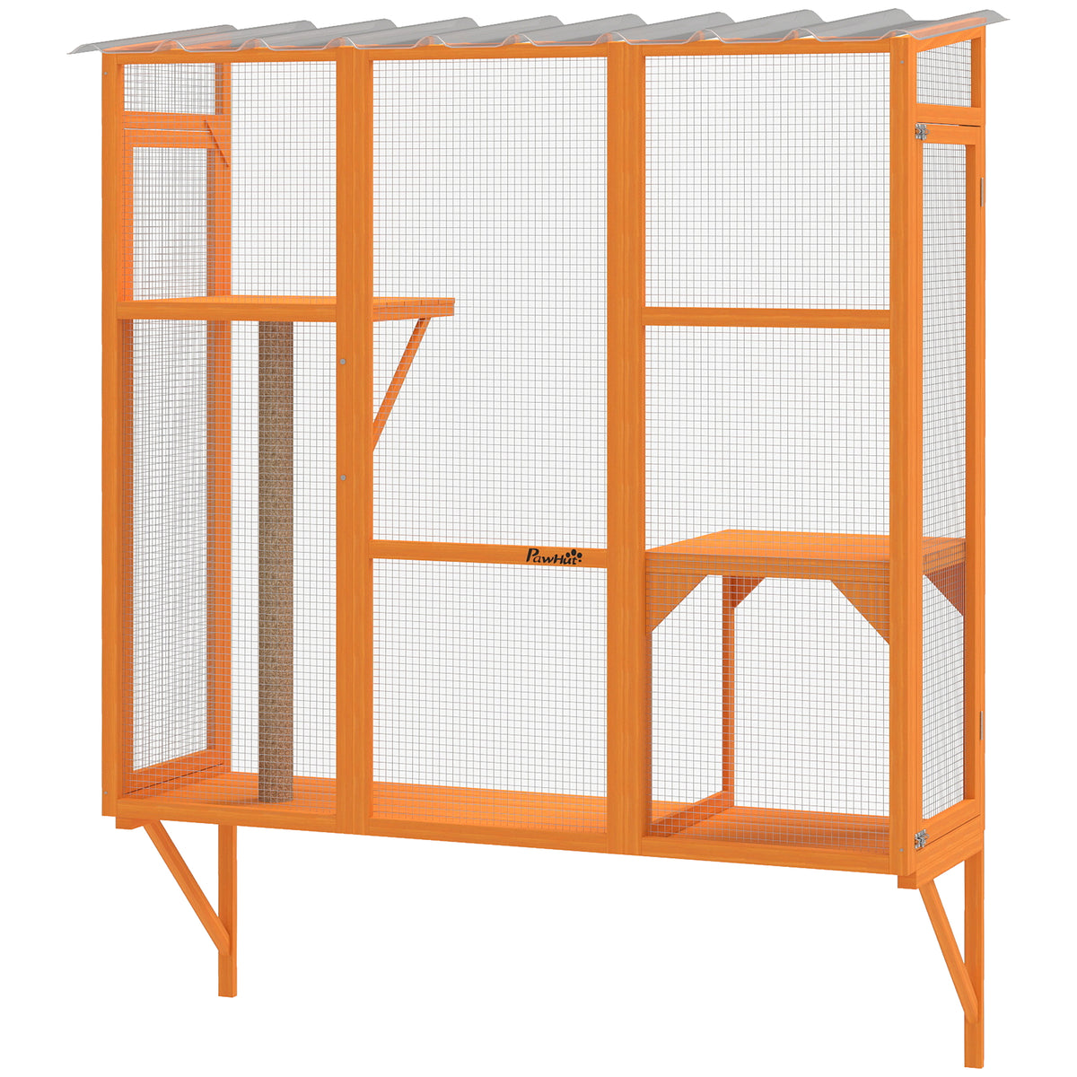 Wooden Catio Outdoor, Cat Window Box Enclosure for 2-3 Large Cats with 2 Jumping Platforms & Scratching – view 8