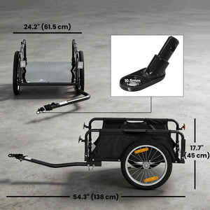 Soozier Bike Cargo Trailer, Bicycle Trailer Wagon Cart with Quick Release 16" Pneumatic Wheels, Red Flag