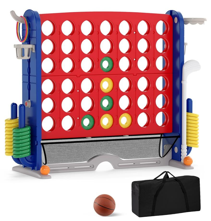 Giant 4-in-a-Row Game Set Jumbo 4-to-Score Game with Storage Bag-Red