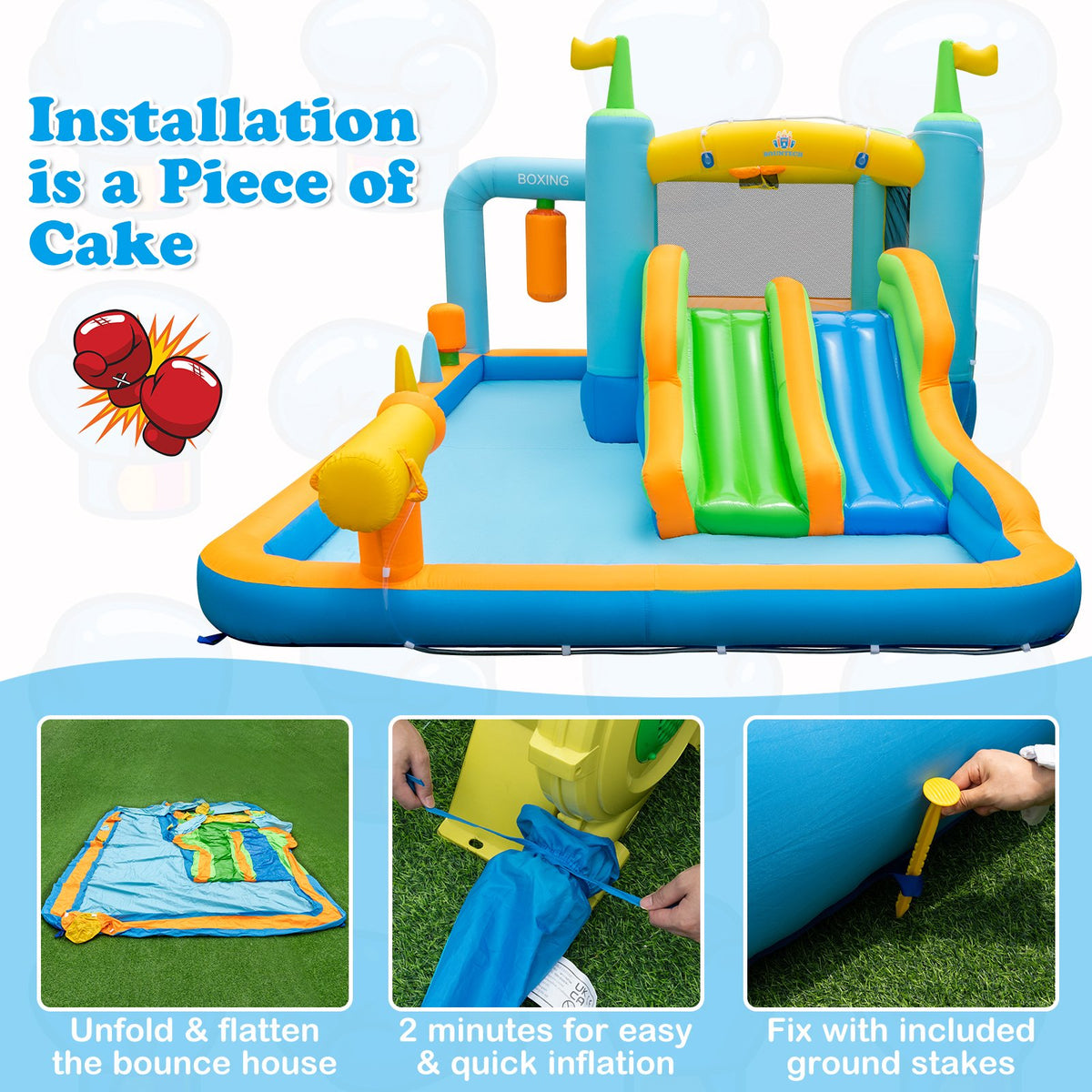 Giant Inflatable Water Slide for Kids Aged 3-10 Years (with 680W Blower) view 7