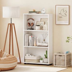 3-Tier Bookcase 42 inch Tall Book Shelf with Anti-Tipping Kit-White view 2