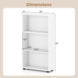 3-Tier Bookcase 42 inch Tall Book Shelf with Anti-Tipping Kit-White view 5