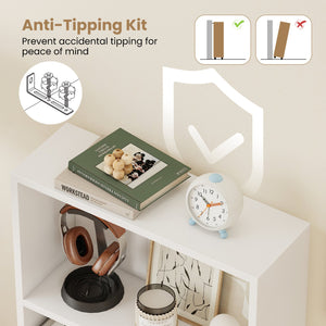 3-Tier Bookcase 42 inch Tall Book Shelf with Anti-Tipping Kit-White view 7