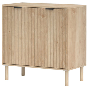 Accent Cabinet with Doors & Adjustable Shelf, Freestanding Console Cabinet with Wood Legs, Elevated Base for Living Room, Oak