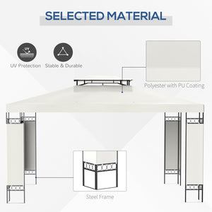 10' x 13' Outdoor Gazebo, Double Roof Patio Gazebo Canopy Shelter with Screen Decorate Corner Frame, White – view 4