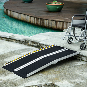 5ft Wheelchair Ramp Scooter Mobility Non-Skid PVC Layering Portable Foldable Aluminium