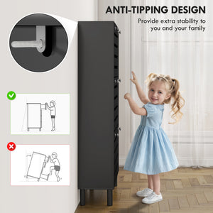 Narrow Shoe Storage Cabinet, 3 Flip Drawers, Adjustable Shelves, 18-24 Pairs Capacity, Black – view 6