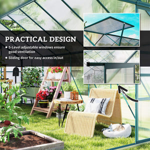 16' x 8' Aluminum Polycarbonate Greenhouse Walk-in Garden Greenhouse Kit with Adjustable Roof Vent – view 6