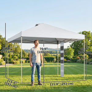 9.6 x 9.6 ft Pop Up Canopy Tent with Pockets, UPF 50+ 1-Button Push Outdoor Instant Canopy with Sandbags, Wheeled Bag