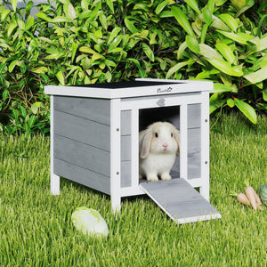 Wooden Rabbit Hutch, Bunny Cage with Waterproof & Openable Asphalt Roof, Outdoor Cat House Guinea Pig Cage Duck Shelter, Indoor Outdoor Use, 20" x 16.5" x 17", Orange