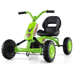 Go Kart for Kids 4 Wheel with Steering Handlebars and Adjustable Seat-Green view 4