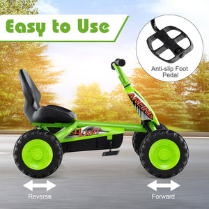 Go Kart for Kids 4 Wheel with Steering Handlebars and Adjustable Seat-Green view 8