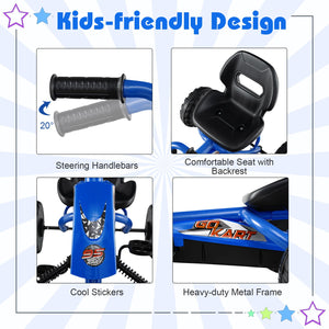 Go Kart for Kids 4 Wheel with Steering Handlebars and Adjustable Seat-Navy view 9