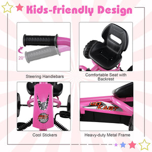 Go Kart for Kids 4 Wheel with Steering Handlebars and Adjustable Seat-Pink view 9