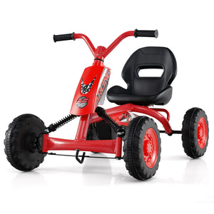 Go Kart for Kids 4 Wheel with Steering Handlebars and Adjustable Seat-Red view 4