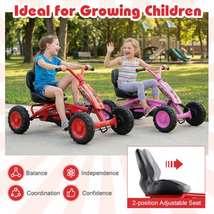 Go Kart for Kids 4 Wheel with Steering Handlebars and Adjustable Seat-Red view 7