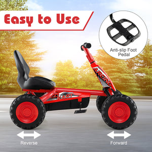 Go Kart for Kids 4 Wheel with Steering Handlebars and Adjustable Seat-Red view 8