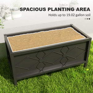 Galvanized Raised Garden Bed with Drainage Holes, Metal Raised Flower Bed, Outdoor Galvanized Planter Box for Herbs