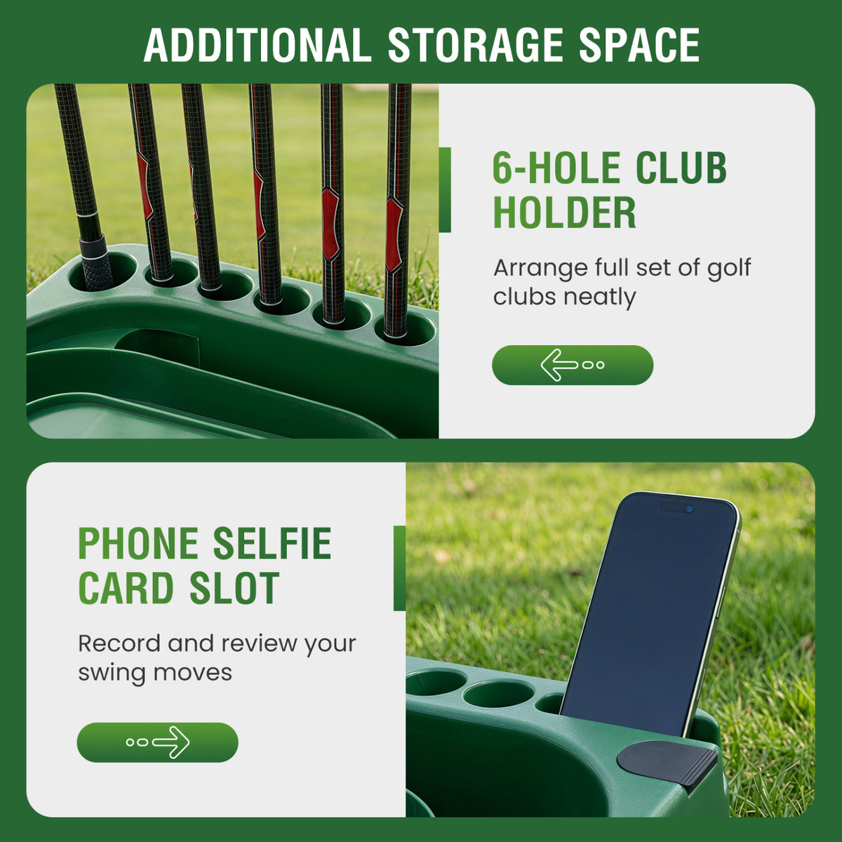 Golf Ball Dispenser 6-Club Holder & 50-Ball Capacity for Beginner Advanced Golfer view 6