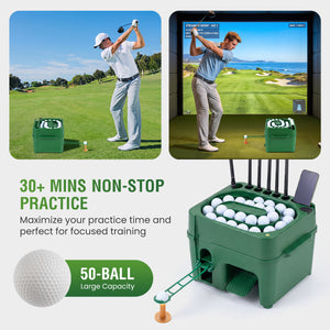 Golf Ball Dispenser 6-Club Holder & 50-Ball Capacity for Beginner Advanced Golfer view 7