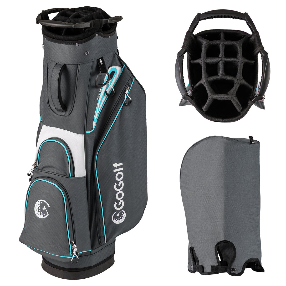 Golf Cart Bag Lightweight Portable Golf Club Organizer Bag-Gray