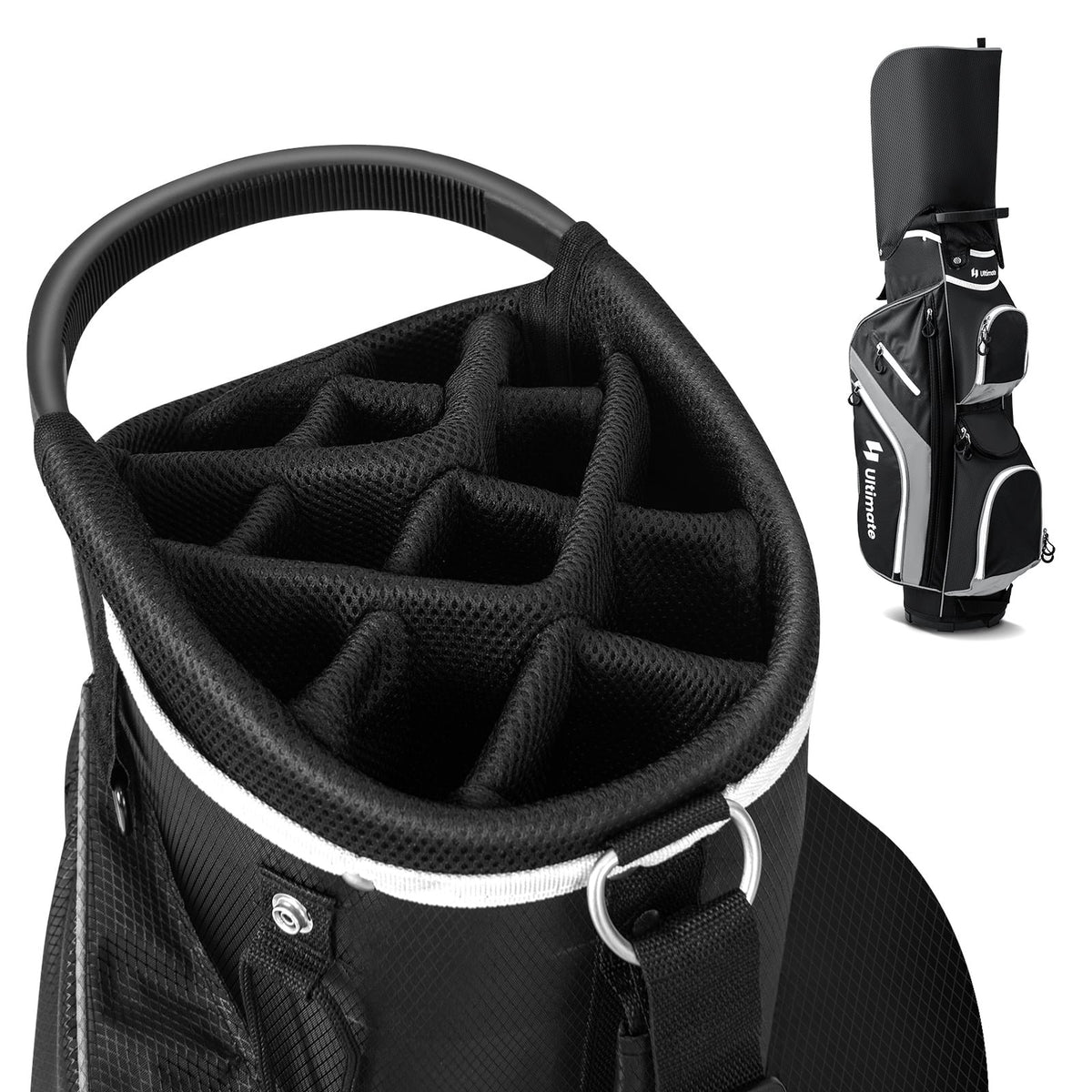Golf Cart Bag with 14 Way Top Dividers-Gray view 7