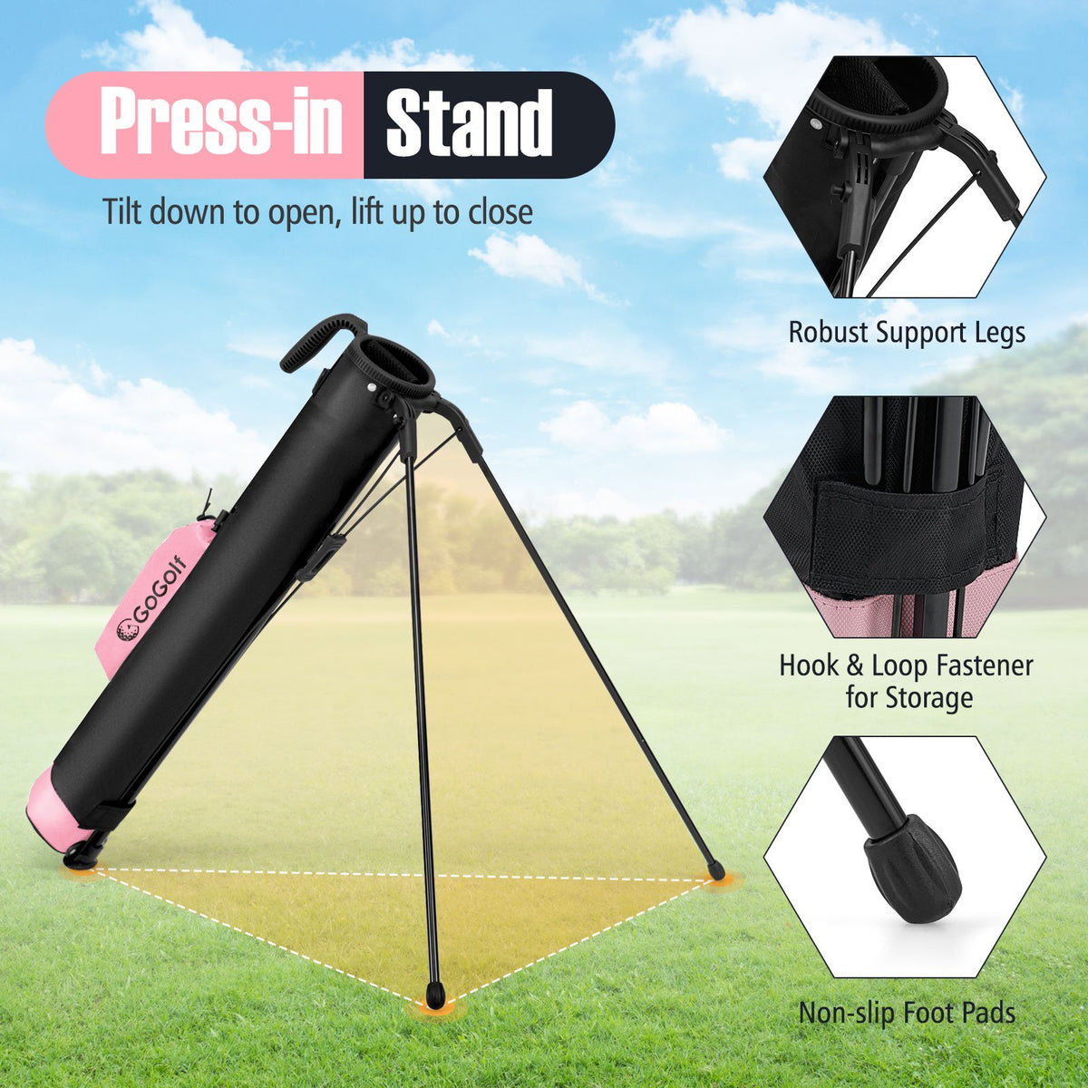 Golf Stand Bag Lightweight Golf Bag for The Driving Range-Pink view 8