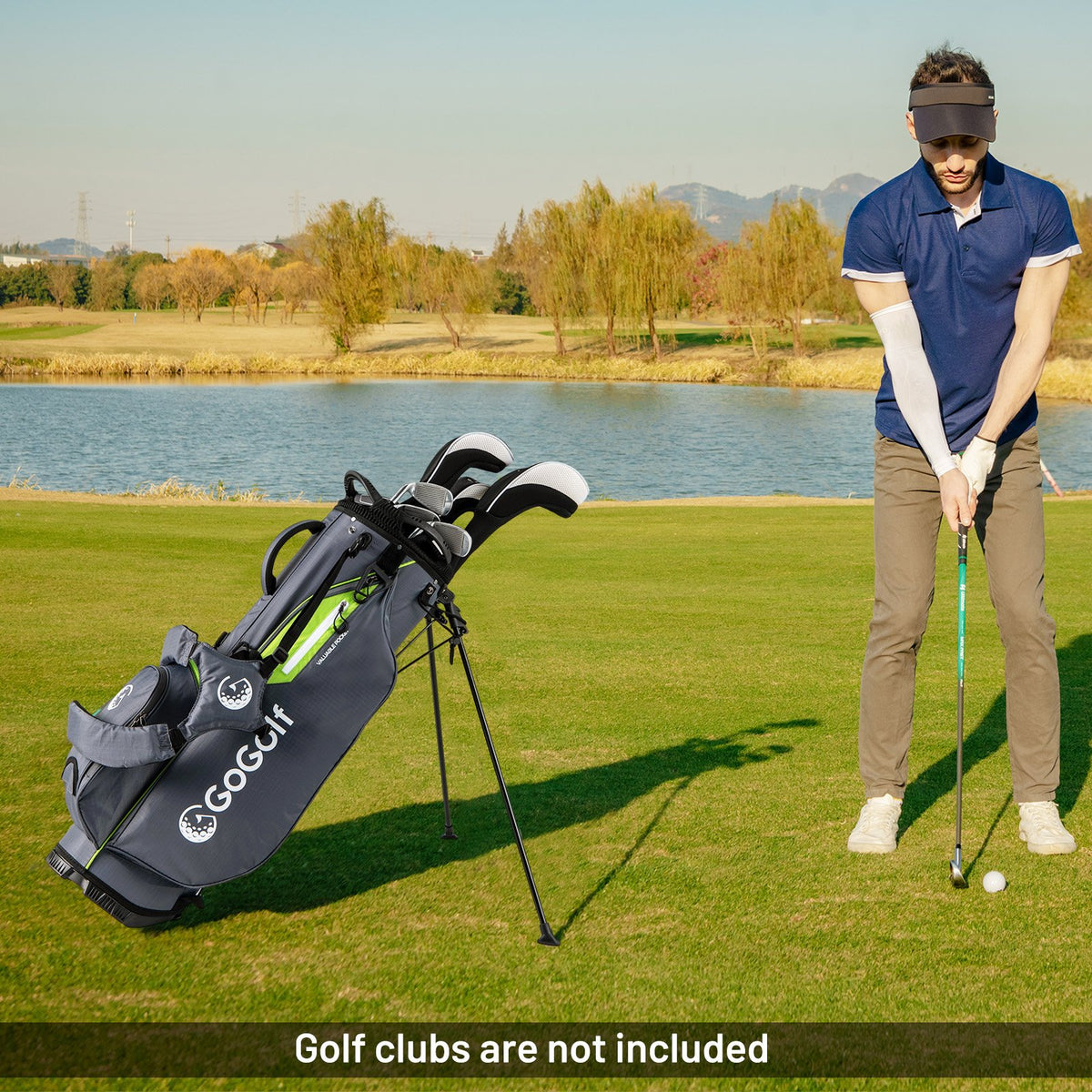 Golf Stand Bag Lightweight Golf Bag with 8 Way Top Dividers and 5 Zippered Pockets-Gray view 3