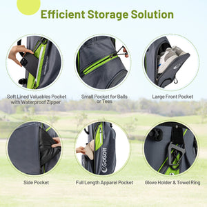 Golf Stand Bag Lightweight Golf Bag with 8 Way Top Dividers and 5 Zippered Pockets-Gray view 6