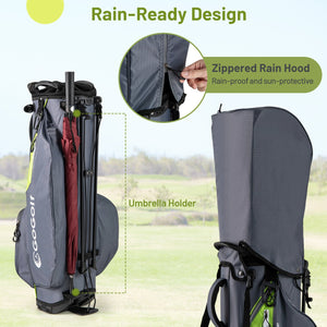 Golf Stand Bag Lightweight Golf Bag with 8 Way Top Dividers and 5 Zippered Pockets-Gray view 7