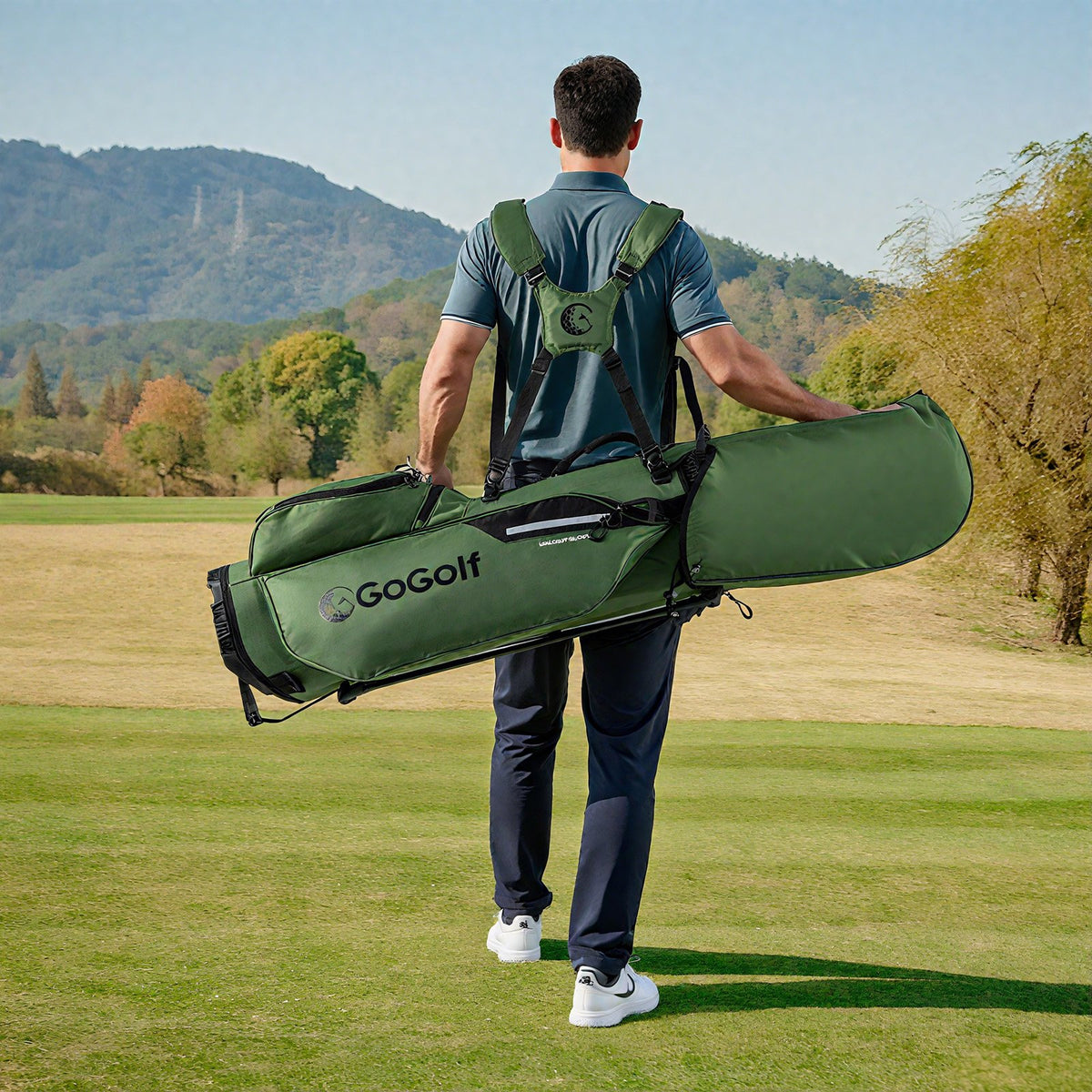 Golf Stand Bag Lightweight Golf Bag with 8 Way Top Dividers and 5 Zippered Pockets-Green view 2