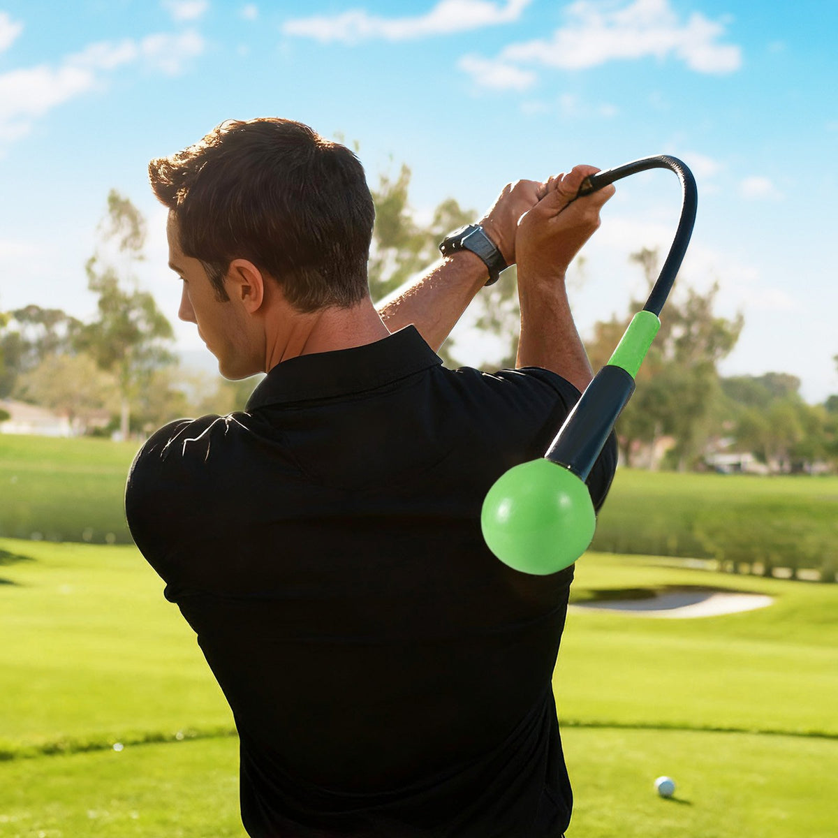 Golf Swing Trainer Aid 47inch/40inch/31.5inch Warm-up Practice Stick with Weighted Head for Grip-Green view 2