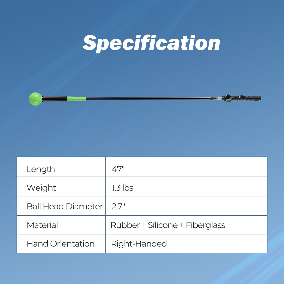 Golf Swing Trainer Aid 47inch/40inch/31.5inch Warm-up Practice Stick with Weighted Head for Grip-Green view 5
